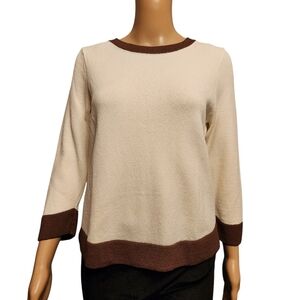 Vintage White & Brown Trim Sweater and Shawl Set